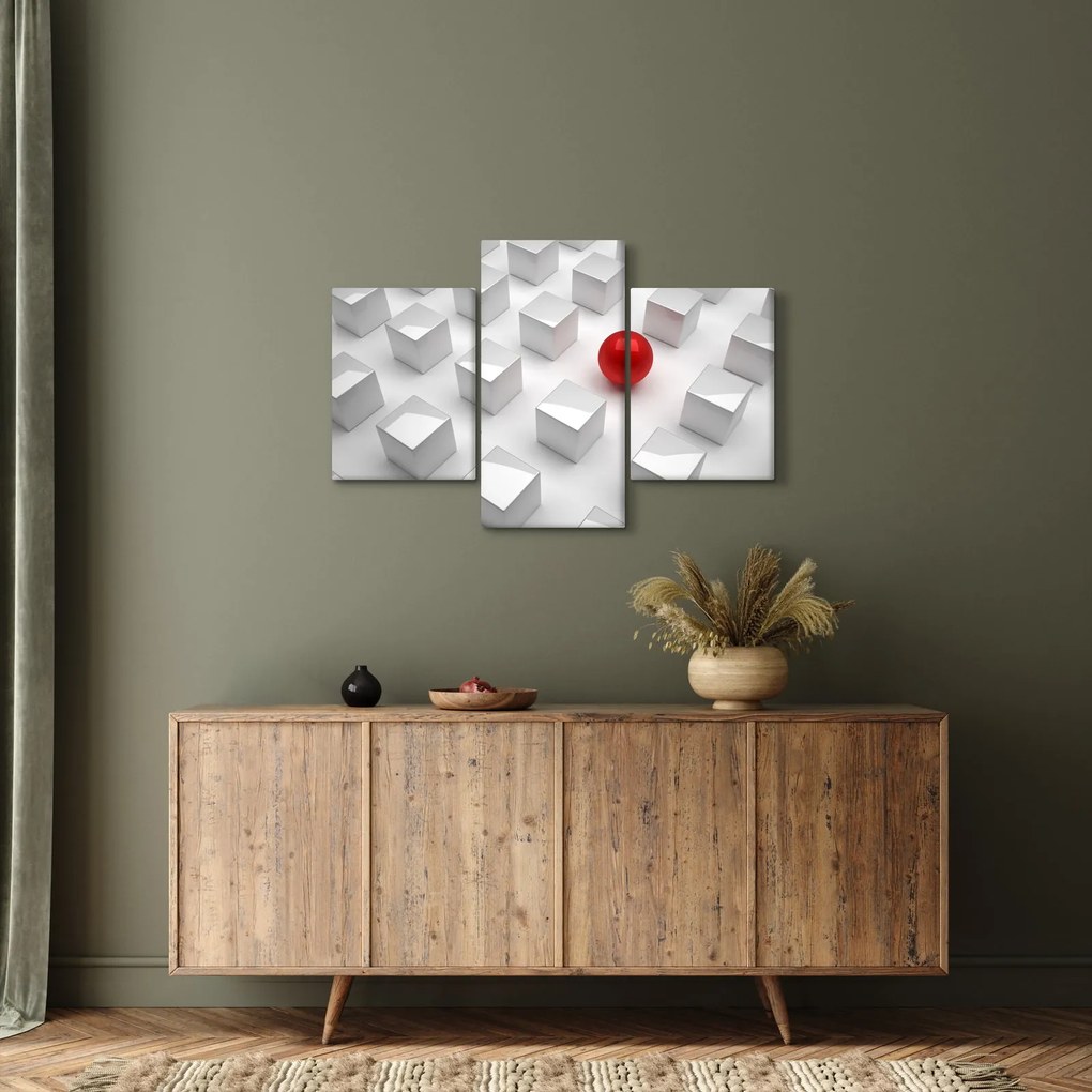 Absztrakciós kép - kocka gömbökkel (90x60 cm)