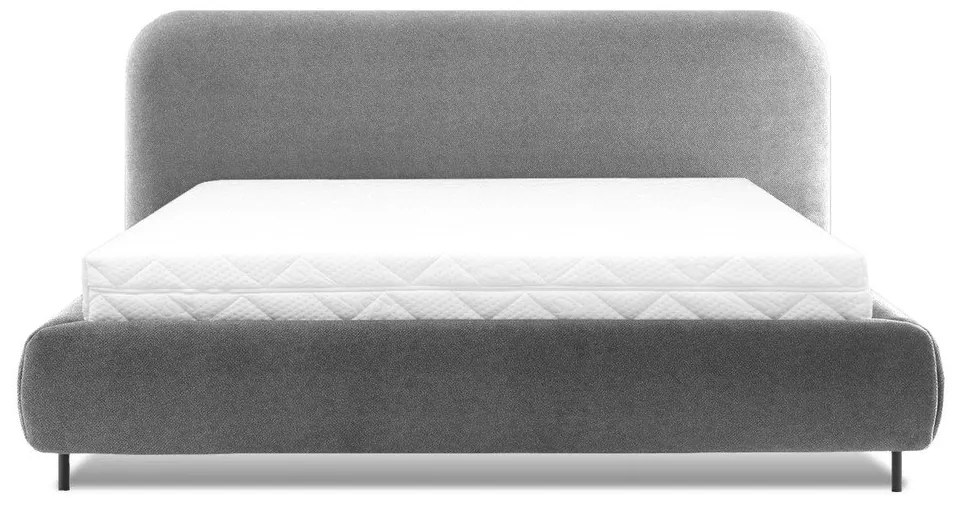 Szürke kárpitozott ágyneműtartós franciaágy ágyráccsal 140x200 cm Pointt – ELTAP
