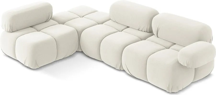 Fehér bársony moduláris sarokkanapé (bal oldali) Lokua – Makamii