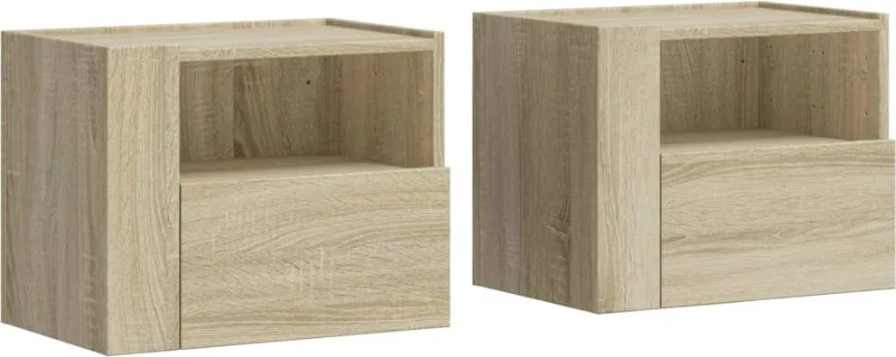 vidaXL 2 db sonoma tölgy színű fali éjjeliszekrény 45 x 30 x 35 cm
