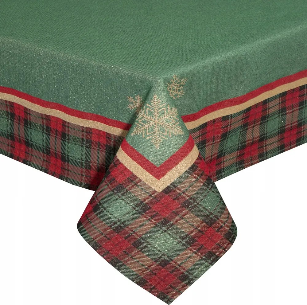 Abrosz karácsonyi gobelin Star 140x200 Eurofirany zöld piros kockás