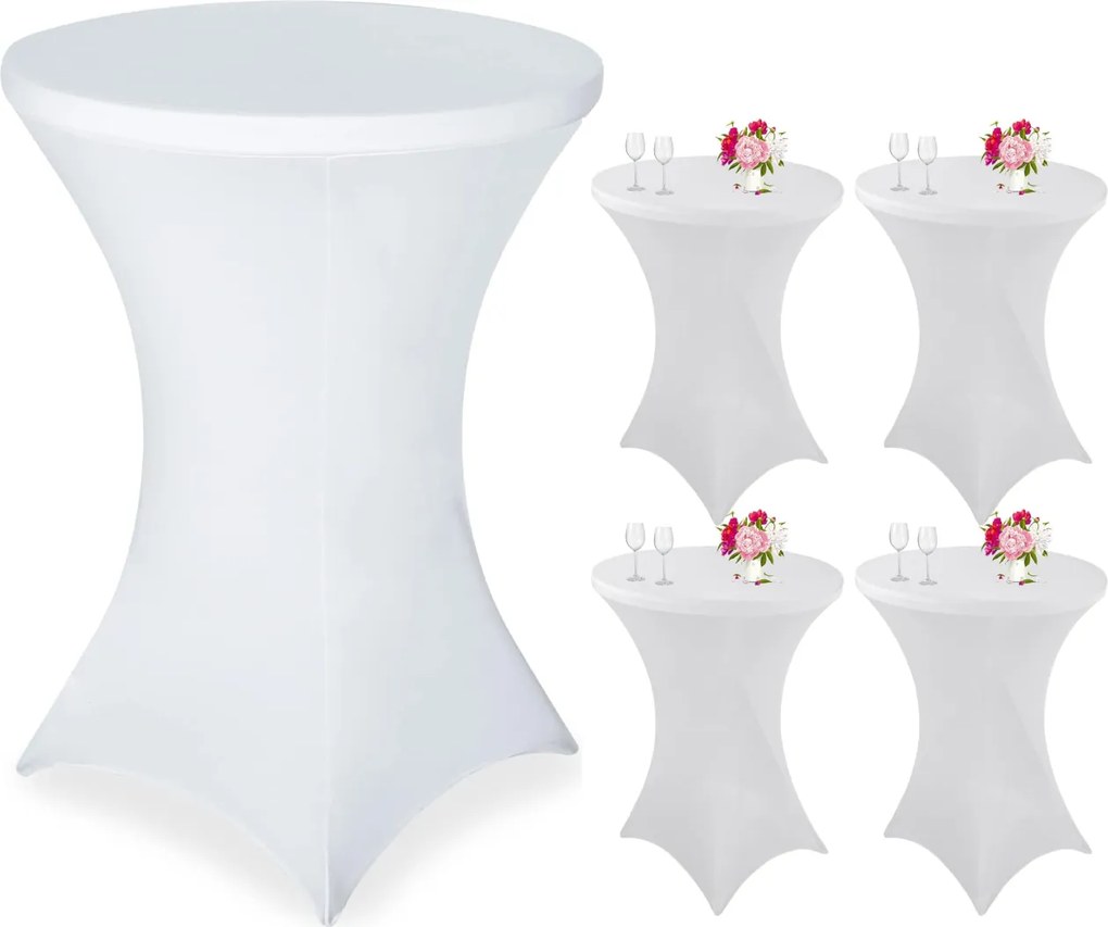 5X Koktélasztal Huzat Kerek Catering Asztal Terítő 80CM Fehér