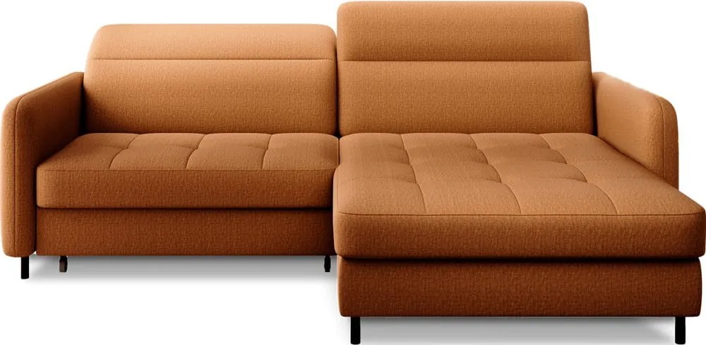 Sárga bársony kinyitható-tárolóhelyes sarokkanapé (jobb oldali-heverő résszel) Gomsi – ELTAP