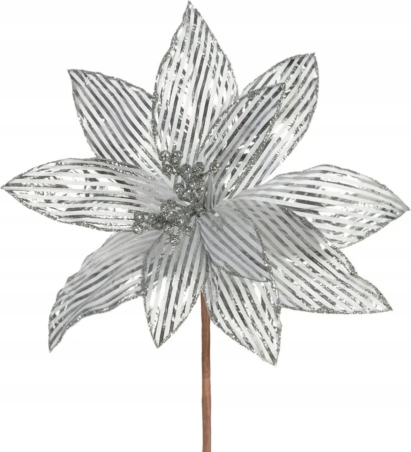 Karácsonyfadísz virág fehér dekoratív nádhoz 25X15 cm Eurofirany