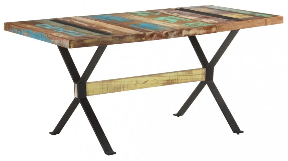 tömör újrahasznosított fa étkezőasztal 160 x 80 x 76 cm