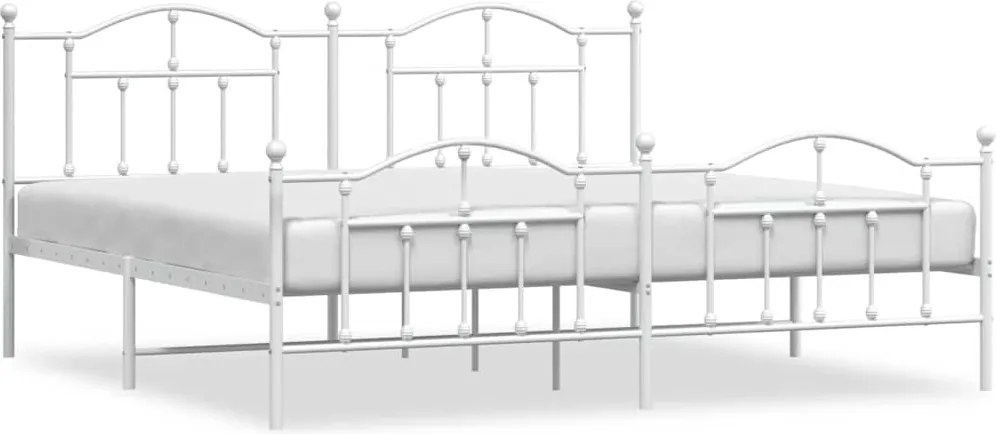 vidaXL fehér fém ágykeret fej- és lábtámlával 193 x 203 cm