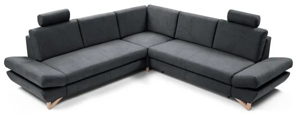 AVESTA L-alakú, kihúzható kárpitozott sarokülőgarnitúra tárolóhellyel, antracit