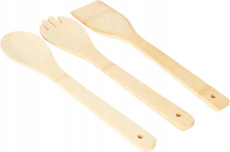 Konyhai eszközök Fa Bambusz Szett 3el Konyhai Lapát 2 Kanál Lyukakkal