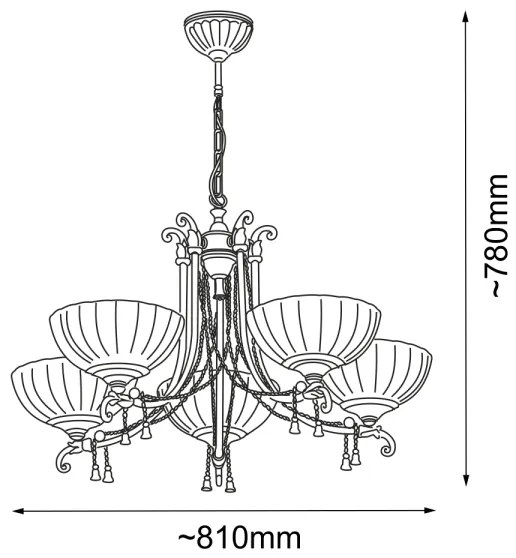 Amplex 8315 - Csillár láncon GRANADA 5xE27/10W/230V