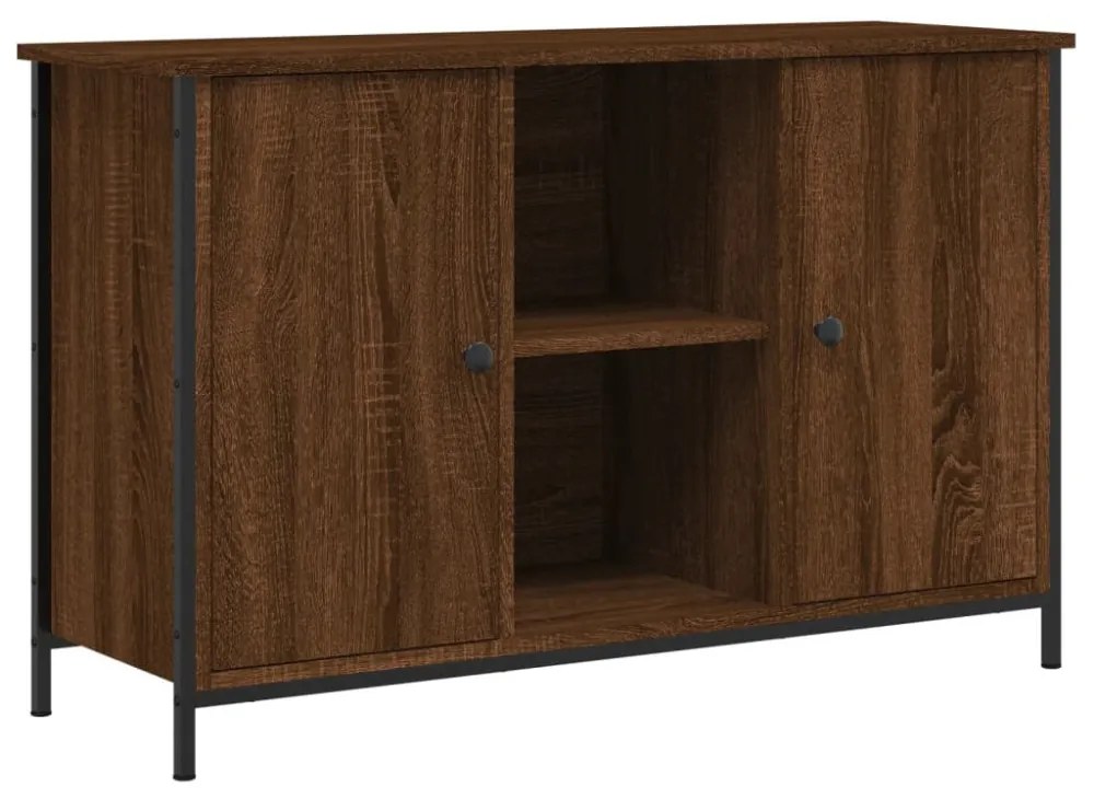 barna tölgyszínű szerelt fa TV-szekrény 100x35x65 cm