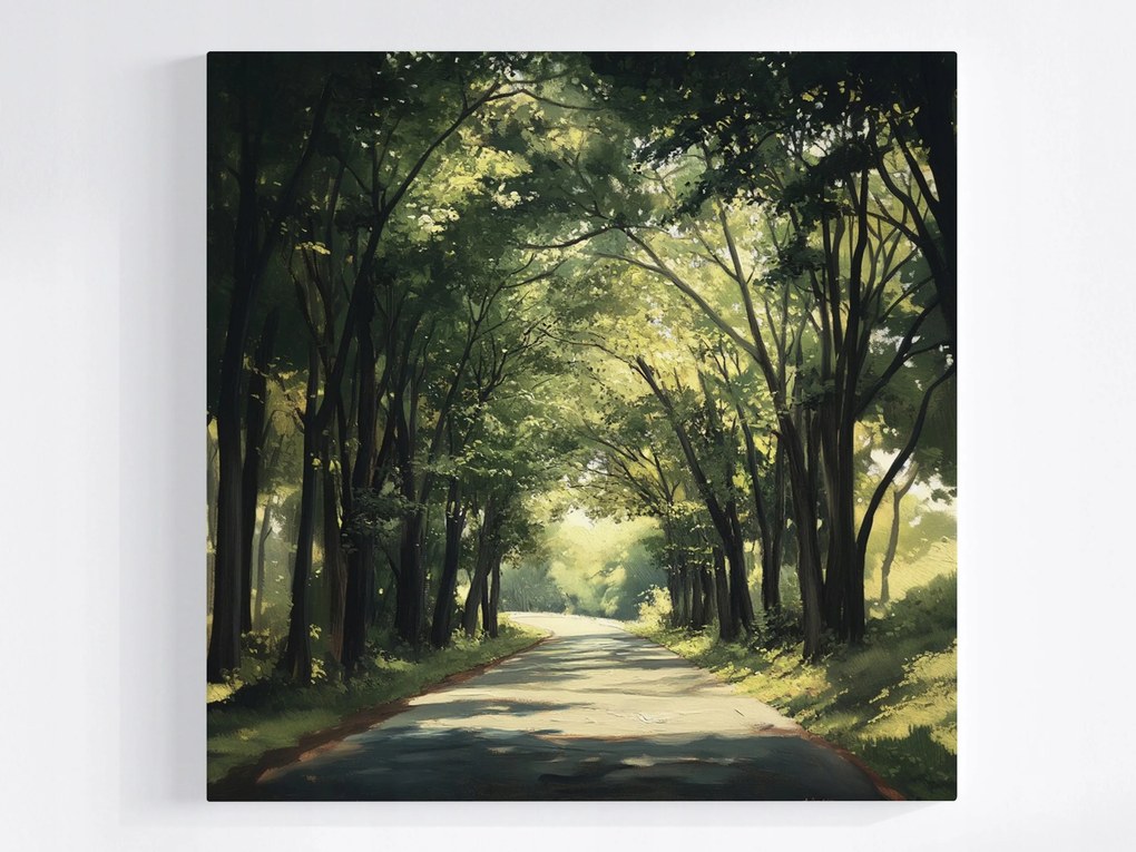 Poszter Tájkép Természet Fák Sikátor Út Nap Nyár 40x40