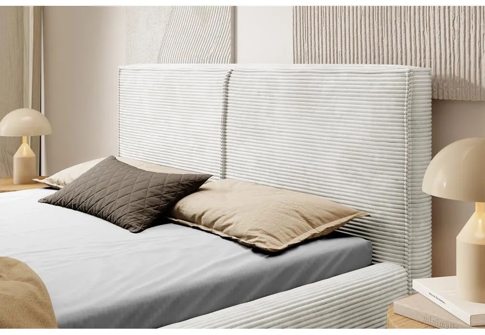 Franciaágy 140 cm Fatime (ágyráccsal) (tárolóhellyel) (bézs szürke + fekete). Akció -15%. 1099180