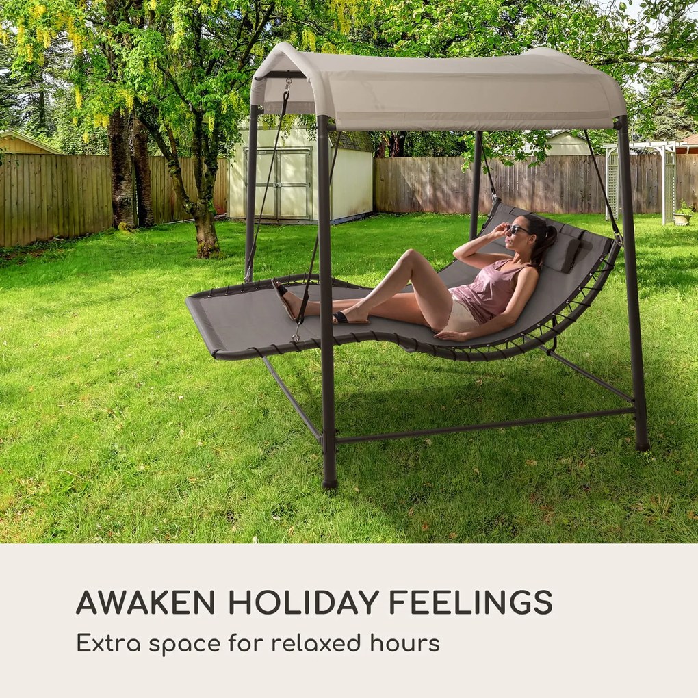 Blumfeldt Palermo, dupla hintaágy szabadon álló, acél keret, párna, tető, szürke