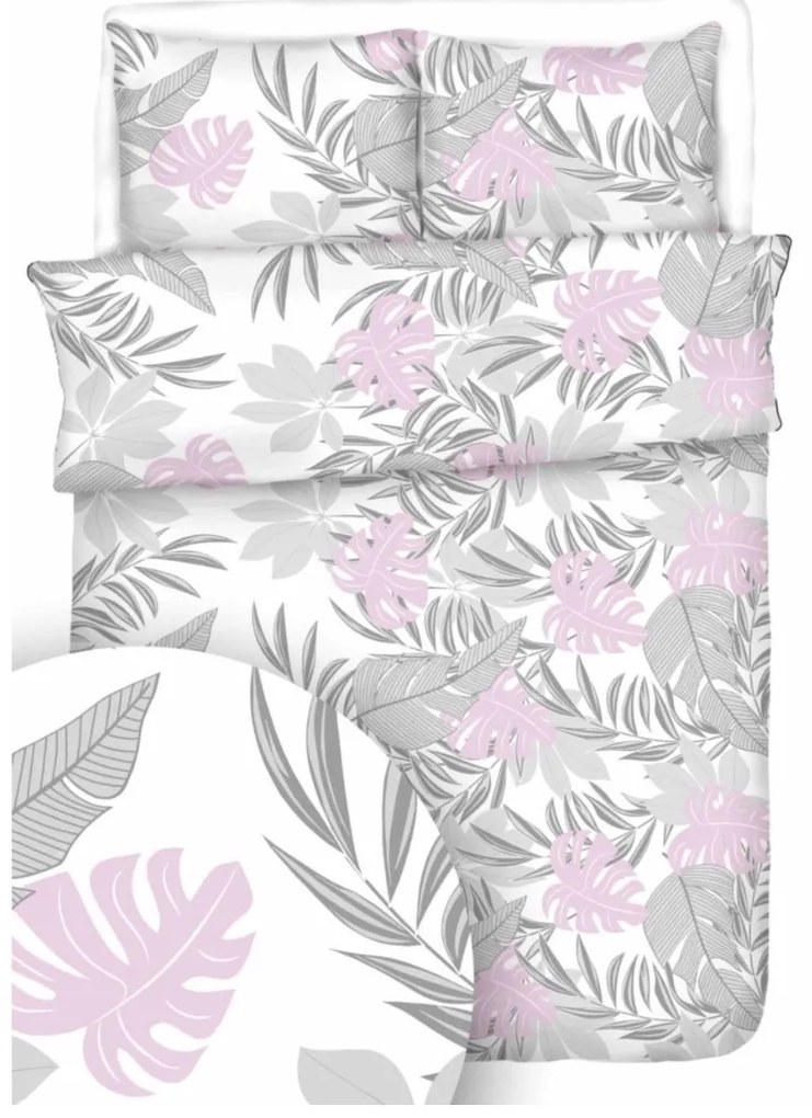 Tropic rózsaszín krepp ágyneműhuzat TiaHome - 1x Párna 90x70cm, 1x Paplan 140x200cm