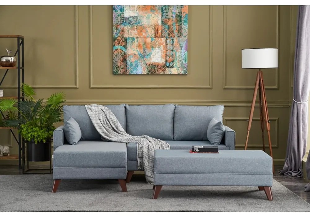 Világoskék sarokkanapé (bal oldali) Bella – Balcab Home