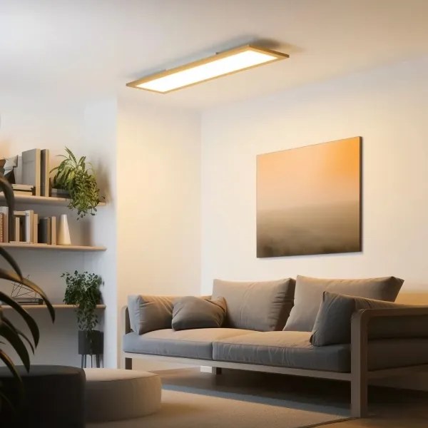 Brilagi - LED Dimmelhető lámpatest SLIMFRAME WOOD LED/58W/230V 124x34 cm + távirányító