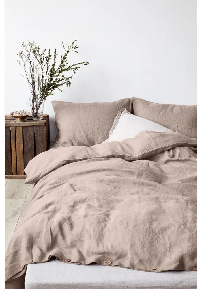 Világosbarna len párnahuzat, 70 x 90 cm - Linen Tales