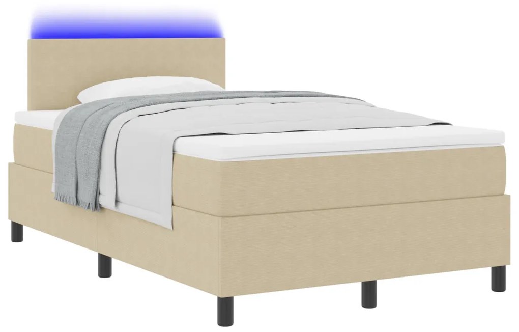 Box Spring Ágy Matraccal & LED Fénnyel Zöld Szürke 120x200 cm Bársonyos Anyag