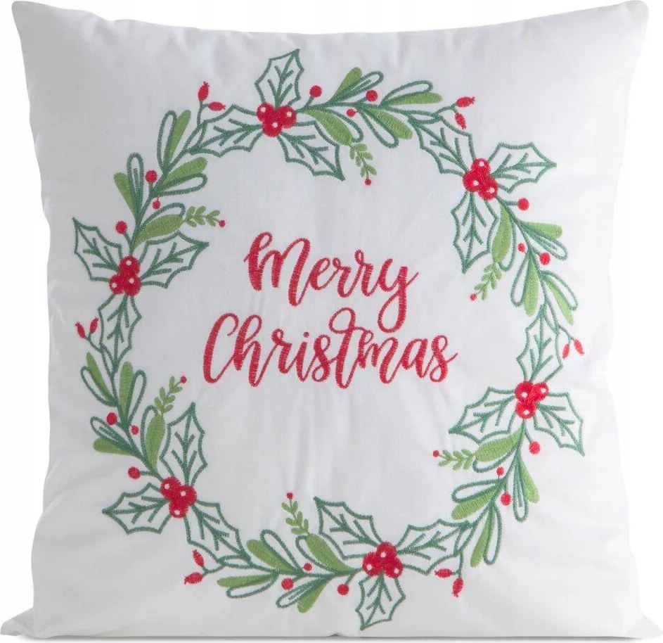 Ünnepi díszpárnahuzat párnára, "jasiek" típusú, 45x45 cm-es, koszorú mintával, cipzáras