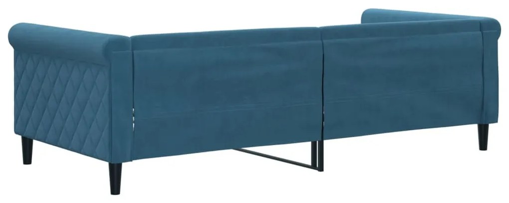 kék bársony kanapéágy 90 x 200 cm