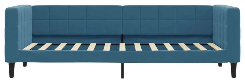 kék kihúzható bársony heverő fiókokkal 80 x 200 cm