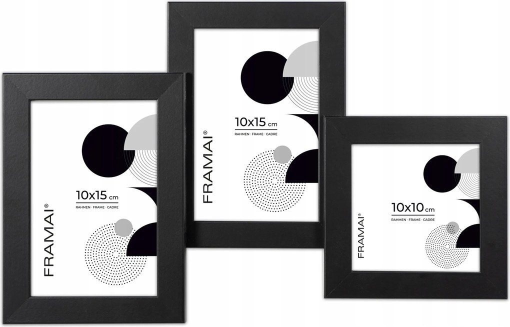 Multirama képkeret 3 kép 10x15 cm 10x10 cm fekete Framai
