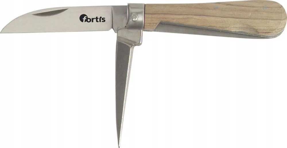 Kábelvágó kés, 2 penge összecsukható 160mm fa markolat Fortis (4243336340)