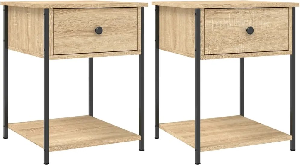 vidaXL 2 db sonoma tölgy színű szerelt fa éjjeliszekrény 44x45x58 cm