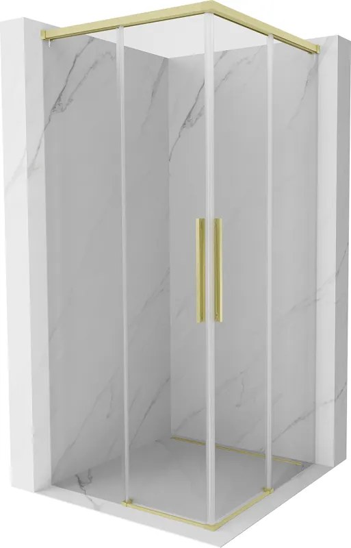 Mexen Rox Duo tolóajtós zuhanykabin 90 x 90 cm, átlátszó, arany szálcsiszolt - 8C2D-090-090-55-00