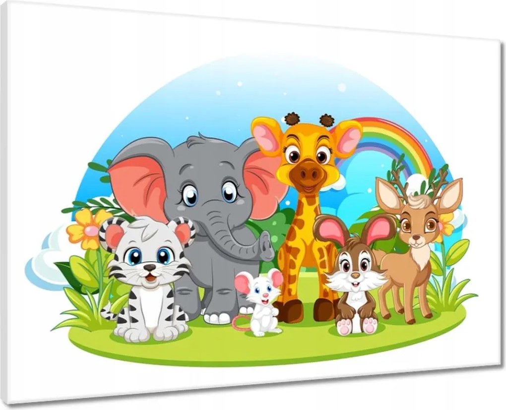 Vászonkép 70x50 Bájos állatkák a gyerekszobába