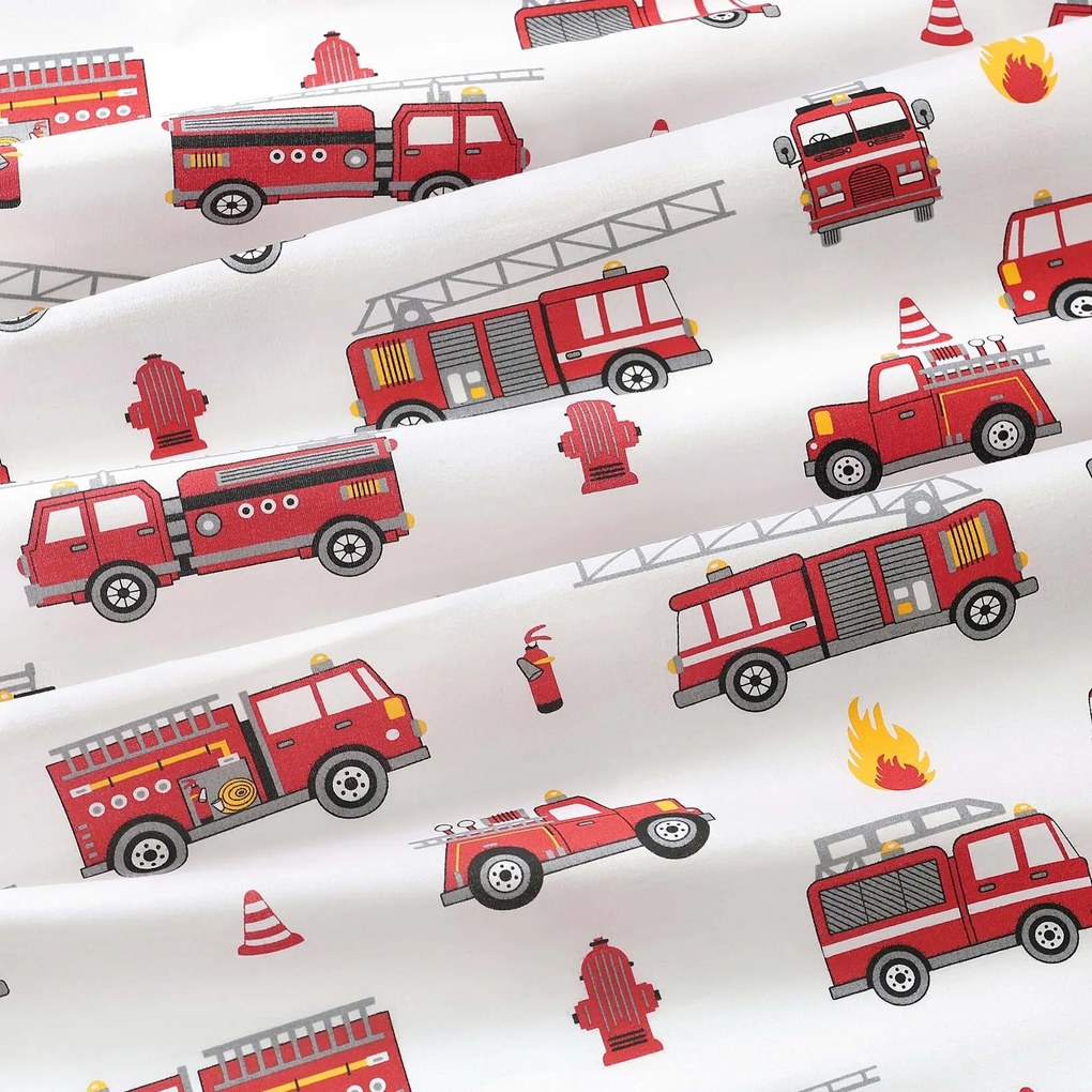 Goldea gyerek pamut párnahuzat - tűzoltóautók 50 x 70 cm