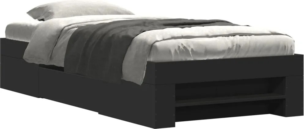 vidaXL fekete szerelt fa ágykeret 90 x 190 cm