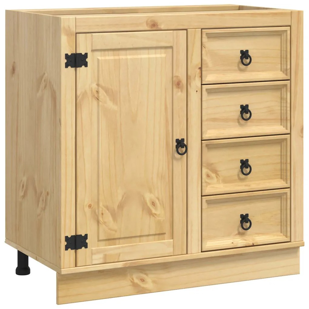 Cabinet fiókkal polcokkal Méz 80 x 46 x 81,5 cm Tömör fenyőfa