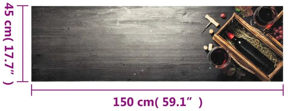 mosható boros üveg mintás bársony konyhai szőnyeg 45x150 cm