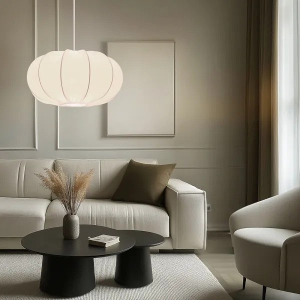 Kábelre függesztett csillár CAFEE 1xE27/40W/230V Ø 52 cm fehér