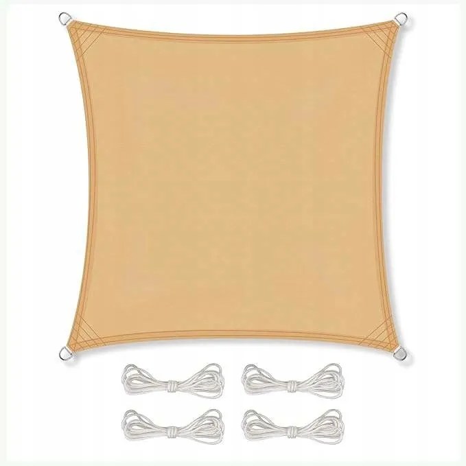 Napvitorla erkélykertbe Négyzet alakú 4x4m homokszínű