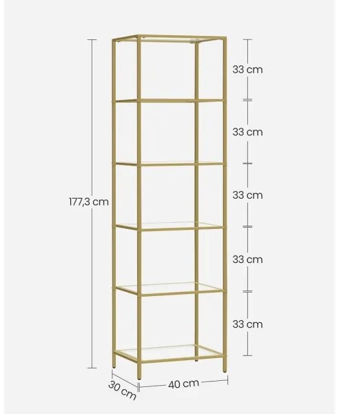 GLASY arany könyvszekrény