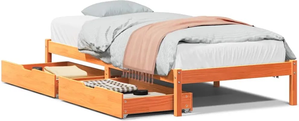 vidaXL viaszbarna tömör fenyőfa ágy matrac nélkül 75 x 190 cm