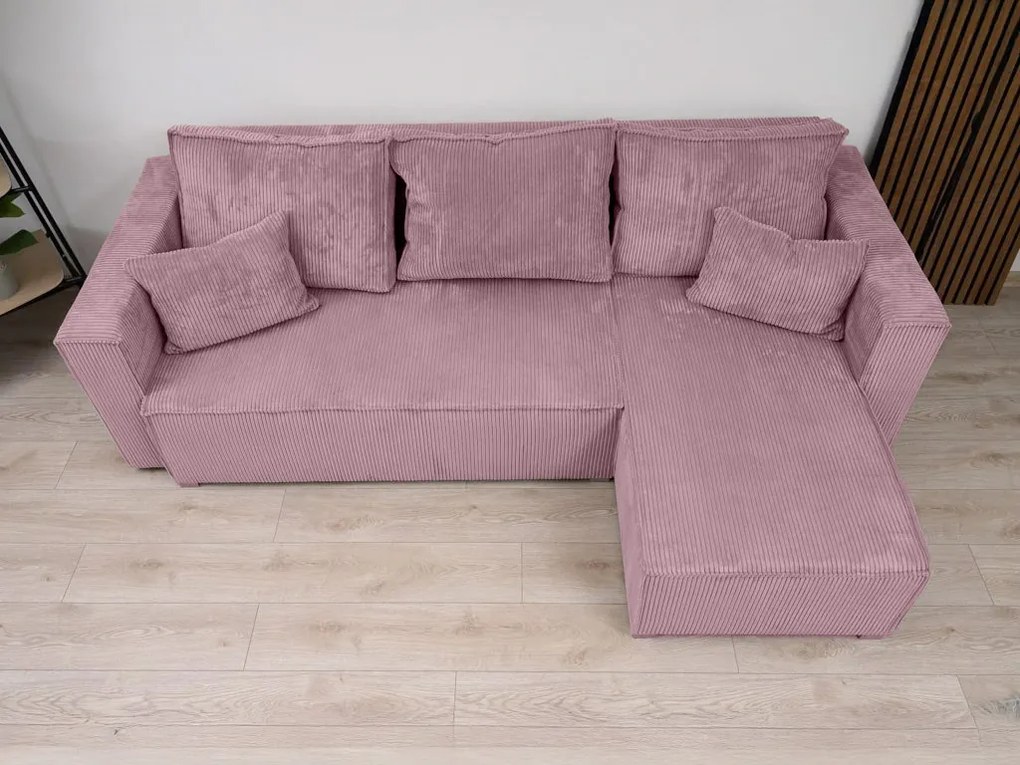 Világoslila sarokkanapé SMART COSARO, kétoldalas + 2 párna AJÁNDÉK