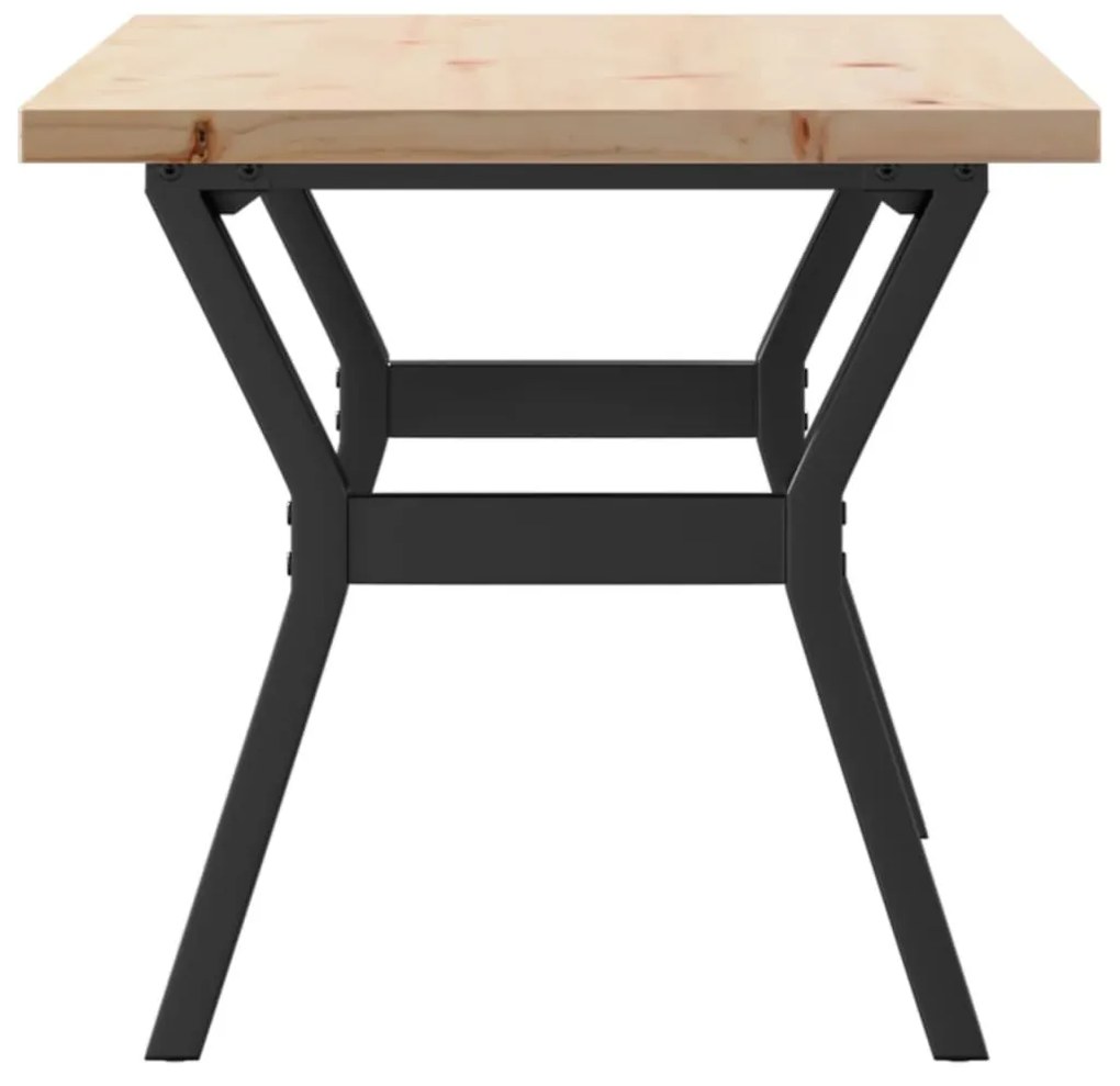 tömör fenyőfa és öntöttvas Y-vázú dohányzóasztal 100x50x45,5 cm