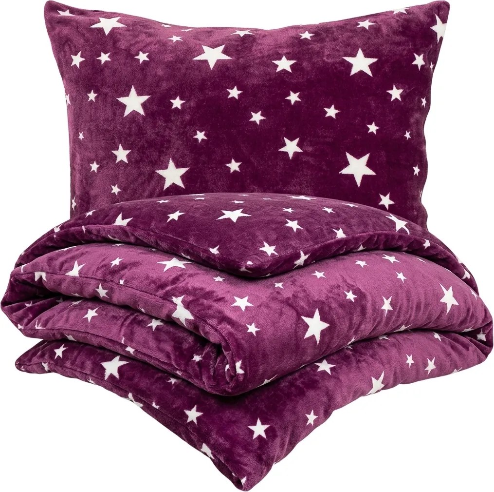 4Home Stars violet mikroflanel ágyneműhuzat, 140 x 200 cm, 70 x 90 cm, 140 x 200 cm, 70 x 90 cm