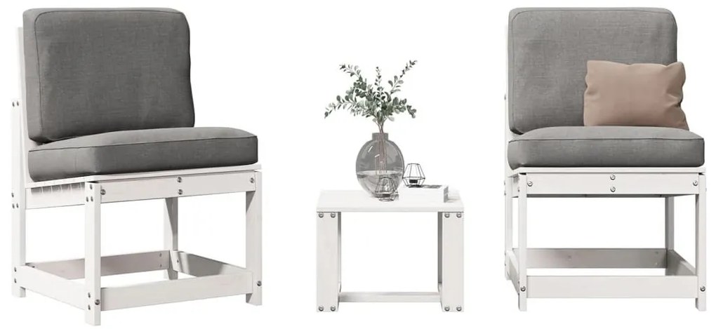 3 részes fehér tömör fenyőfa kerti ülőgarnitúra