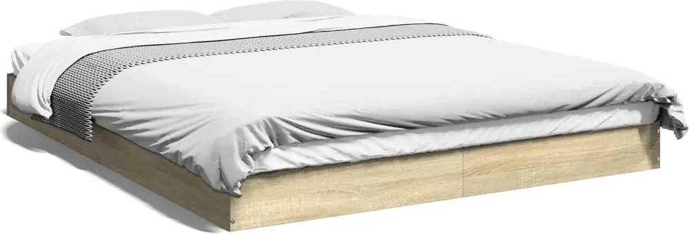 vidaXL sonoma tölgy színű szerelt fa ágykeret matrac nélkül 160x200 cm