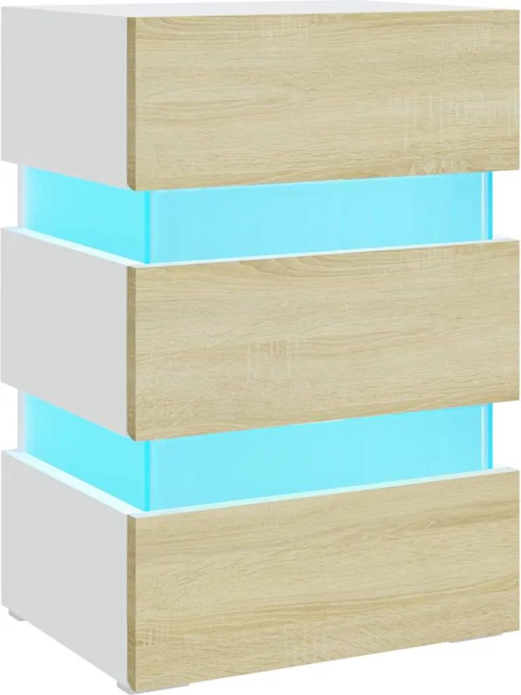 vidaXL fehér szerelt fa LED-es éjjeliszekrény 45 x 35 x 67 cm