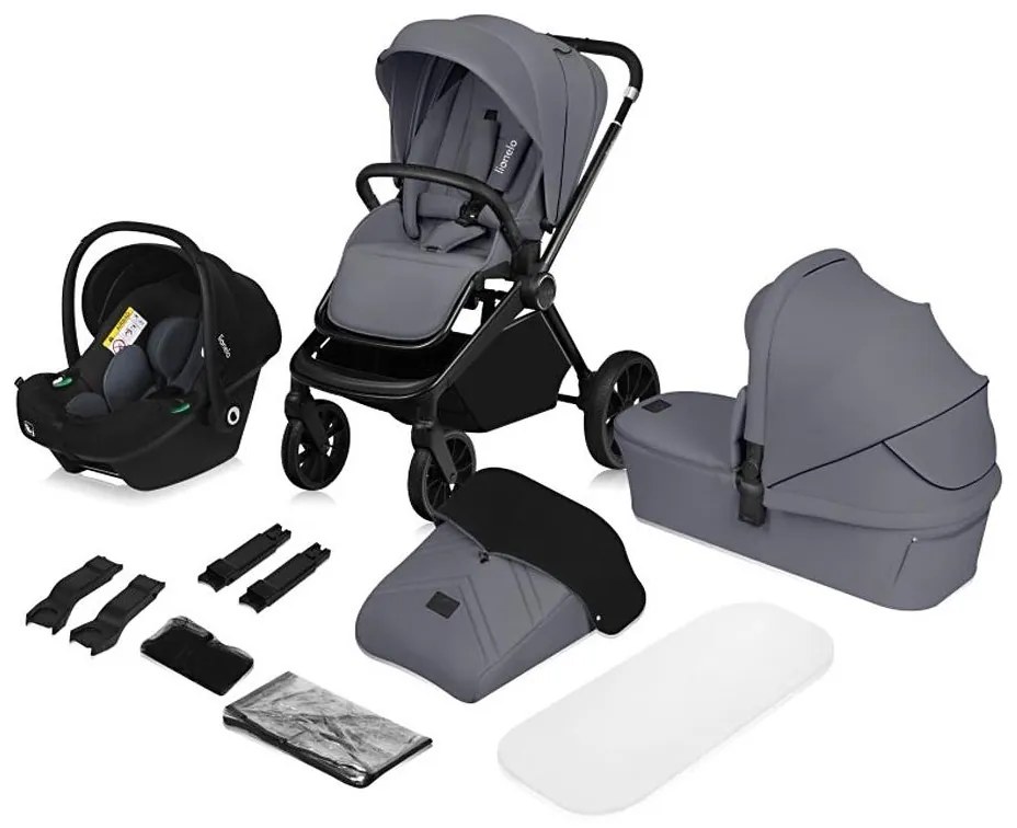 Lionelo - 3 az 1-ben kombinált babakocsi MIKA PLUS Grey Stone