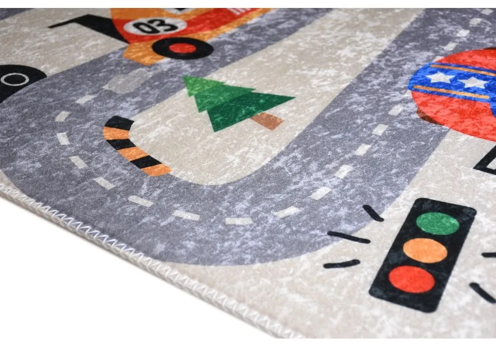 Elefántcsont színű mosható gyerek játszószőnyeg 160x230 cm Race Time – Vitaus