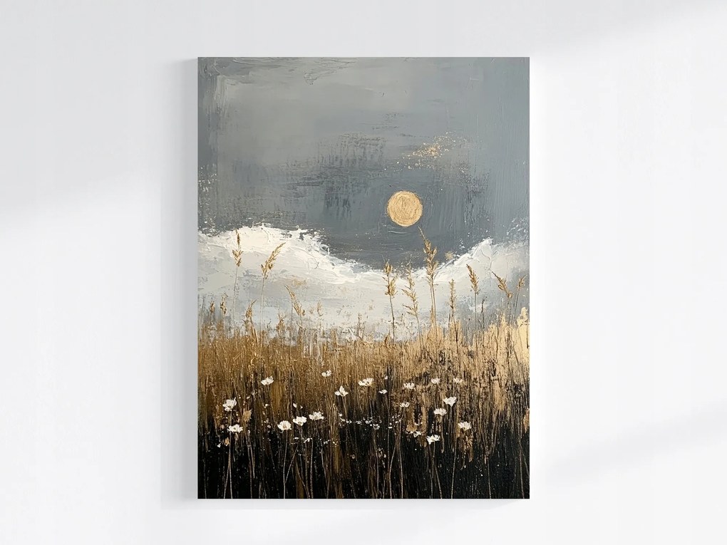 Vászonkép Canvas Absztrakt Tájkép Mező Gabona Éjszaka Hold 75x100