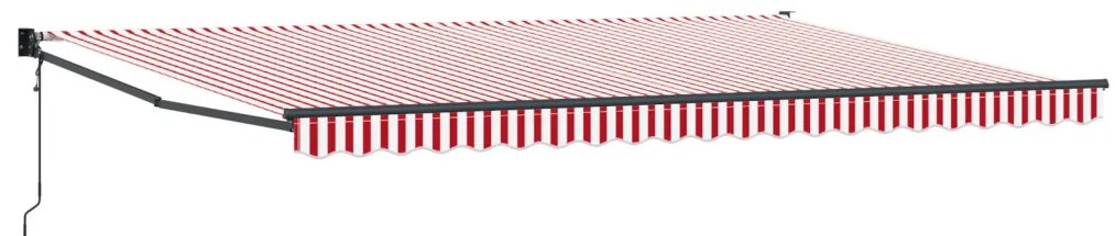 Automata Behúzható Napellenző Piros és Fehér Csík 500x300 cm