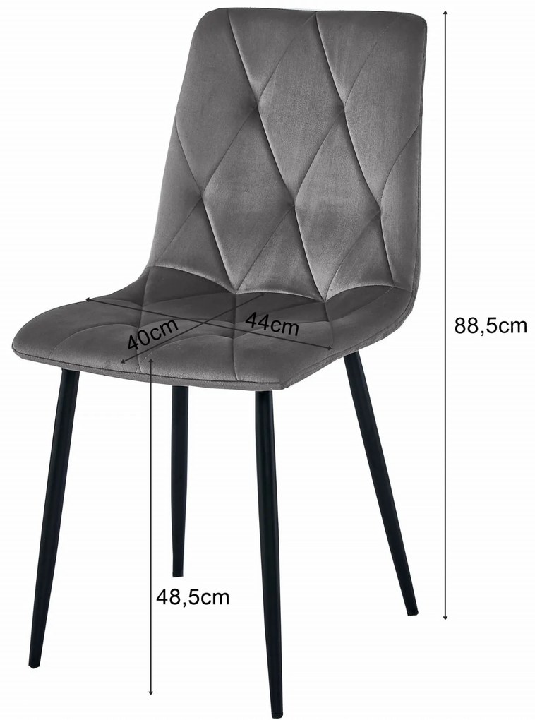 Világosbézs bársony étkezőszék LIBRA fekete lábakkal