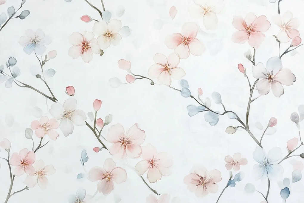 Fotótapéta Flizelina Akvarell Fa Ágak Virágok Almafa 208x146 ragasztó